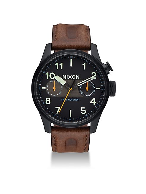 Nixon - Safari Deluxe Leather Strap Watch