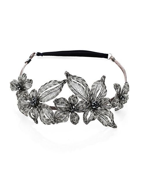 Colette Malouf - Mesh & Swarovski Crystal Botanical Headband