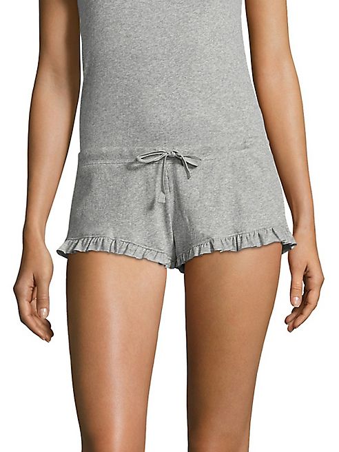 SKIN - Ribbed Ruffle Hem Shorts