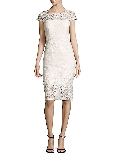 Kay Unger - Paneled Lace Sheath Dress