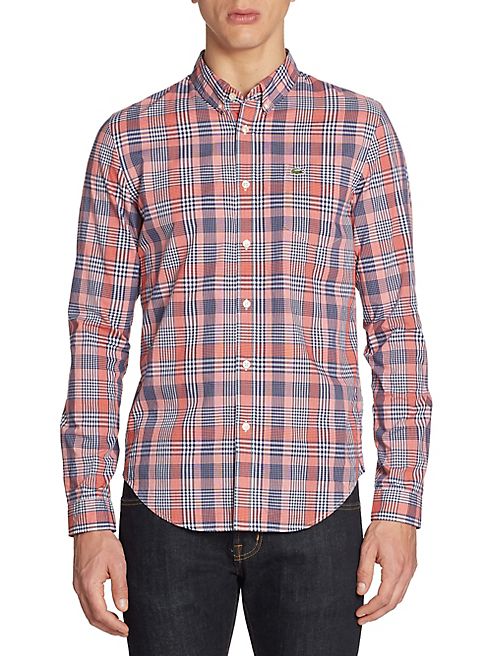 Lacoste - Slim-Fit Poplin Woven Plaid Shirt