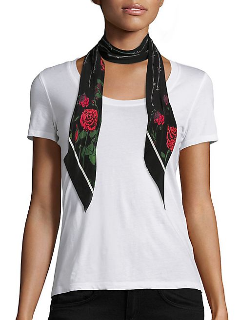 Rockins - Roses Super Skinny Silk Scarf