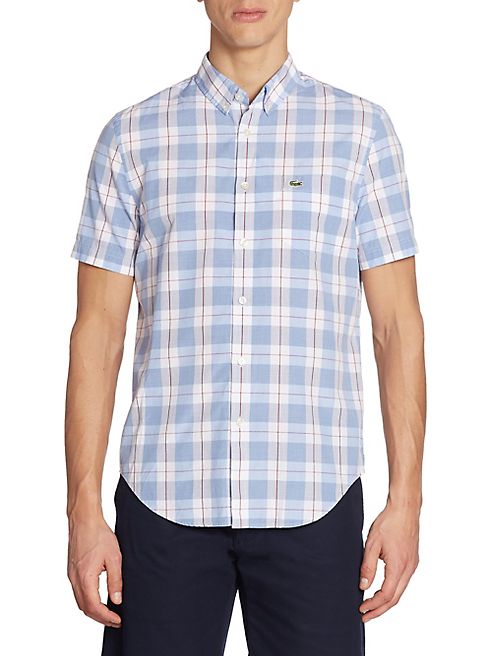 Lacoste - Plaid Poplin Short Sleeve Shirt