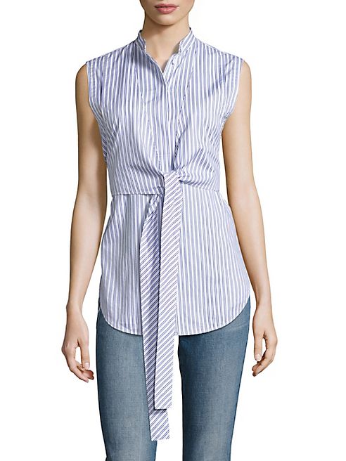 Helmut Lang - Tie Front Poplin Top