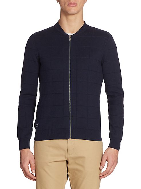 Lacoste - Windowpane Jacquard Full-Zip Sweater