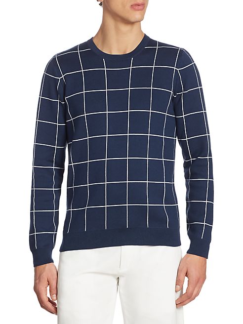 Lacoste - Windowpane Jacquard Crewneck Sweater