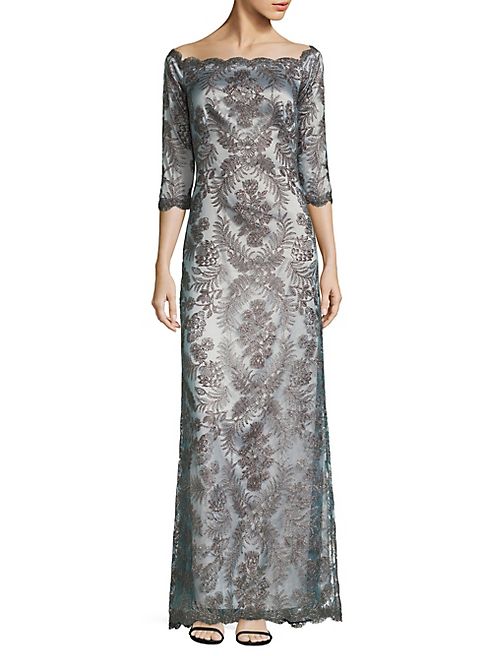 Tadashi Shoji - Scalloped Floral Lace Gown