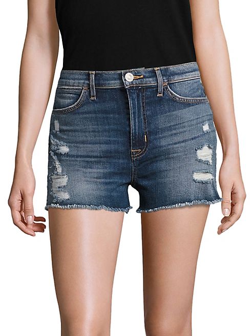 Hudson - Soko High-Rise Distressed Cut-Off Denim Shorts