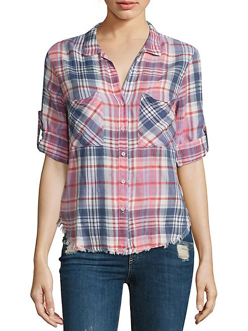 Bella Dahl - Frayed Hem Plaid Shirt