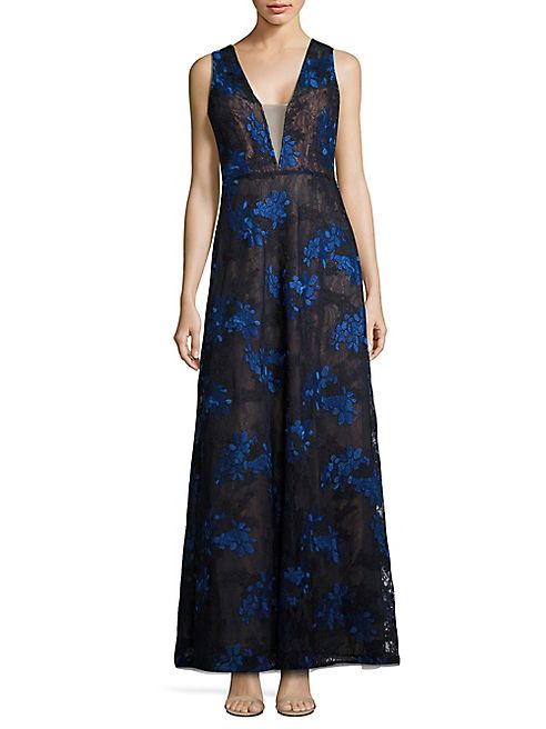 BCBGMAXAZRIA - Embroidered Lace Gown