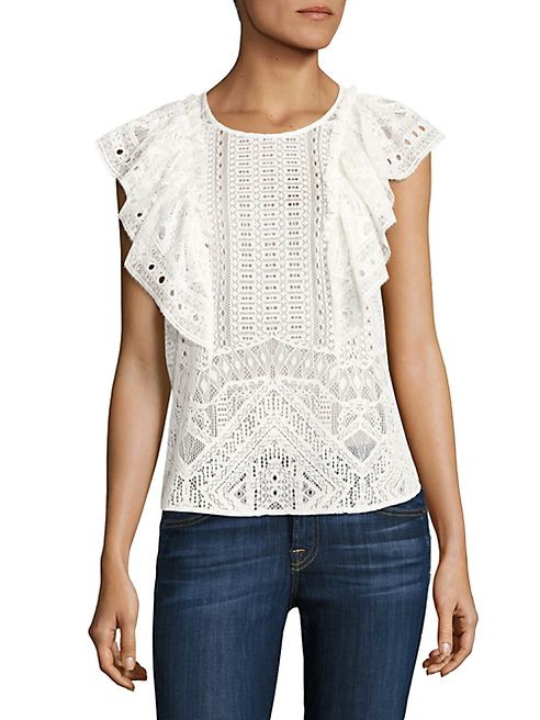 BCBGMAXAZRIA - Nishka Ruffled Lace Top