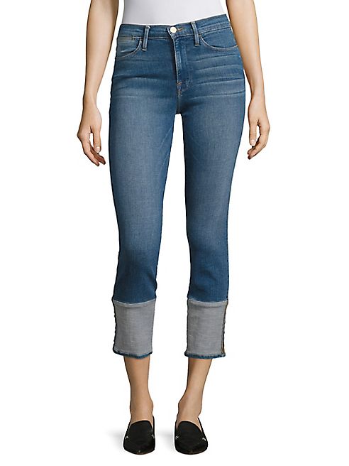 FRAME - Le High Reverse Cuff Straight-Leg Jeans