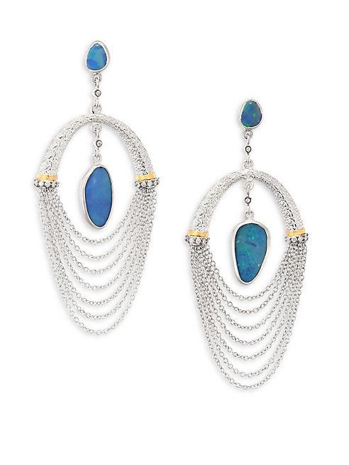 Coomi Silver - Spring Opal, Diamond & Sterling Silver Drop Earrings