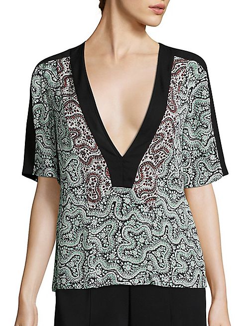 A.L.C. - Lilias Deep V-Neck Silk Top