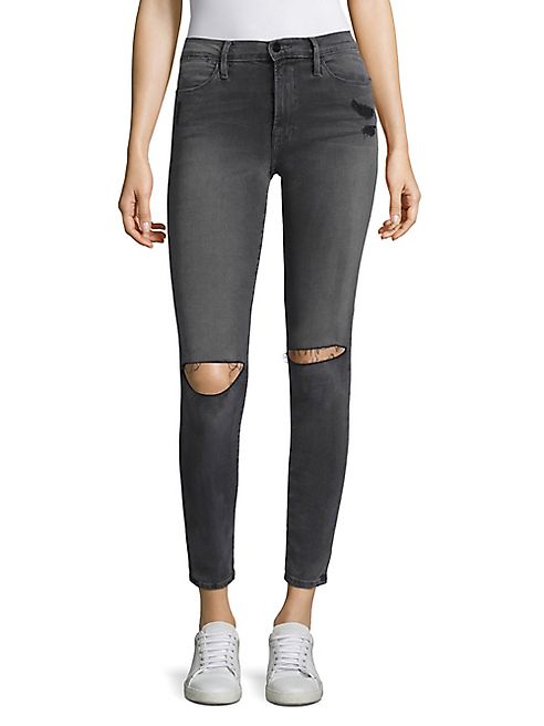 FRAME - Le High Distressed Skinny Jeans