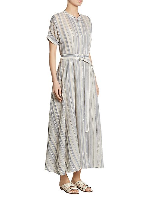 Theory - Avinka Striped Cotton & Silk Shirtdress