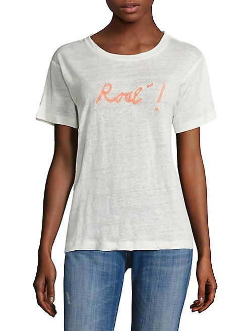 Banner Day - Embroidered Rosé Linen Tee