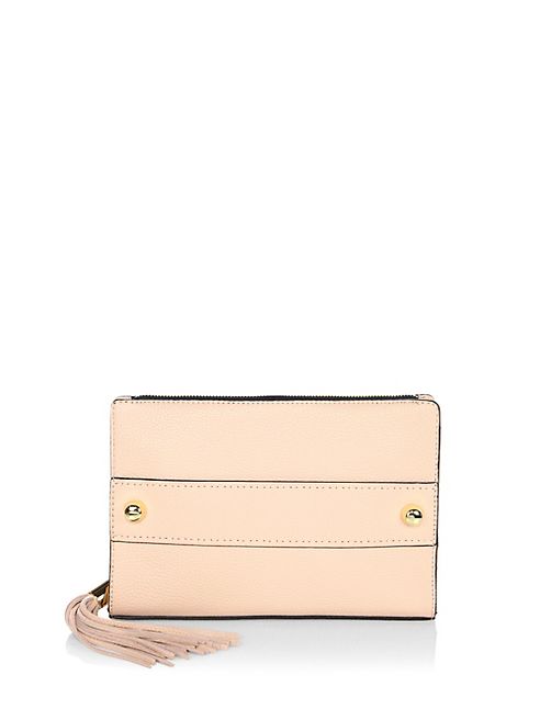 MILLY - Astor Tassel Pebble Leather Clutch