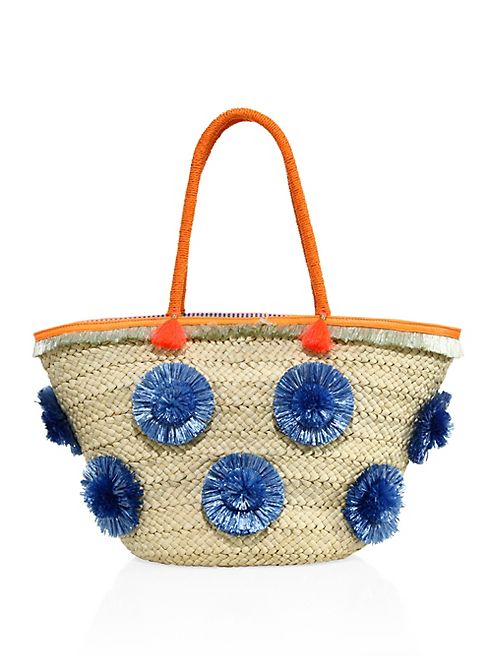 MILLY - Pom Pom Straw Tote