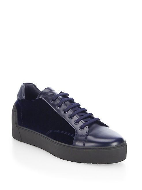 Giorgio Armani - Velvet Creeper Leather Lace-Up Shoes