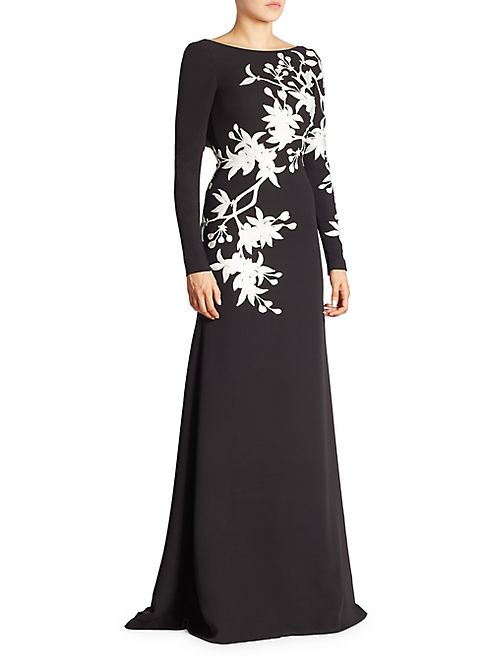 Naeem Khan - Long Sleeve Floral Gown