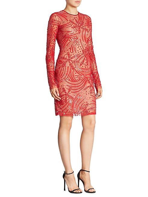 Naeem Khan - Long Sleeve Beaded Dress