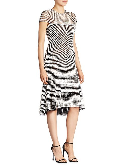 Naeem Khan - Short Sleeve Striped Dress