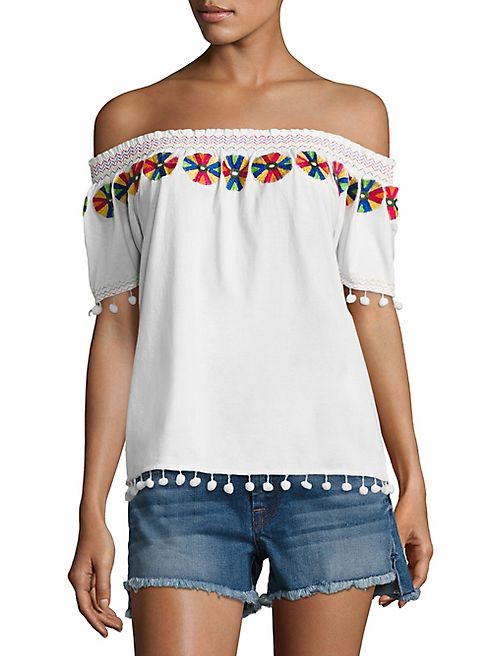 Christophe Sauvat - Smoke Embroidered Off-the-Shoulder Top