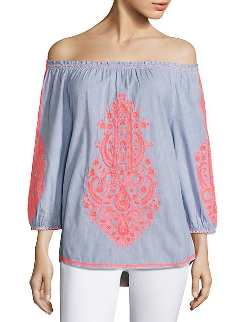 Christophe Sauvat - Cai Cai Embroidered Off-The-Shoulder Top