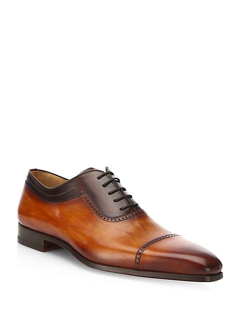 Saks Fifth Avenue Collection - Saks Fifth Avenue by MagnanniTwo-Tone Leather Cap-Toe Oxfords