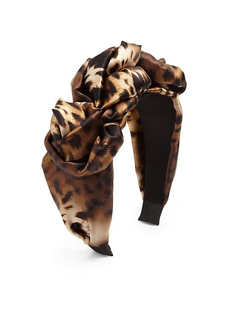 Jennifer Behr - Rosette Leopard-Print Silk Headband