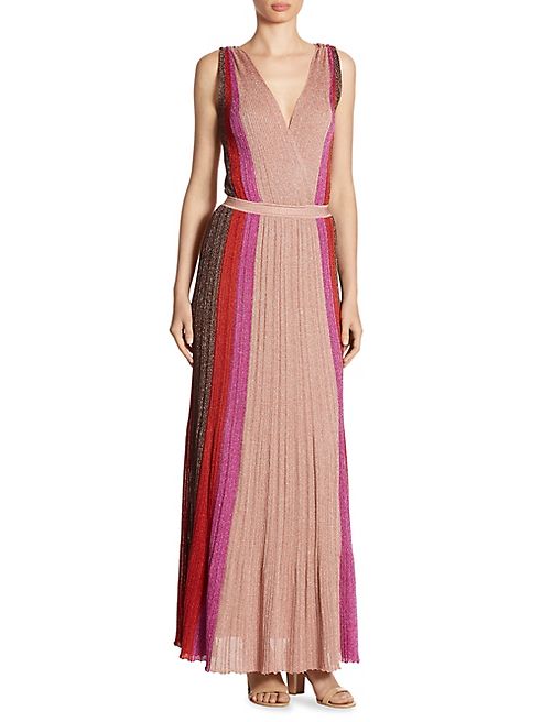 Missoni - Striped Deep V-Neck Gown