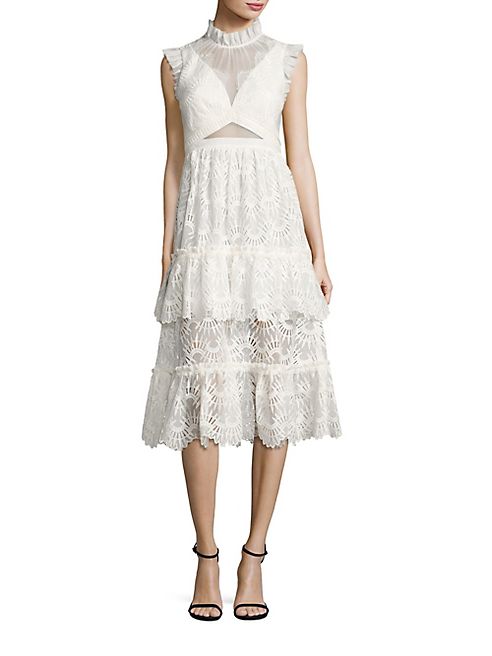 THREE FLOOR - Serafini Ruffled Lace Midi Dress