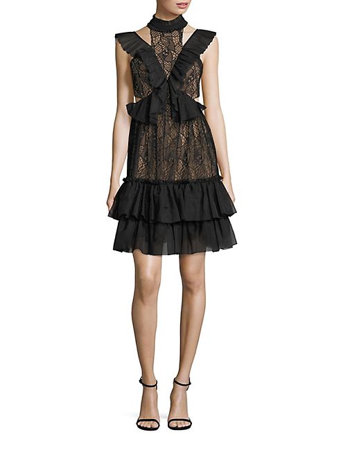 THREE FLOOR - Raven Ruffled Lace Choker Dress