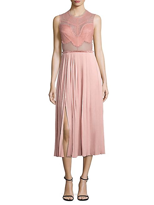 THREE FLOOR - Pop Of Peony Pleated Midi Dress