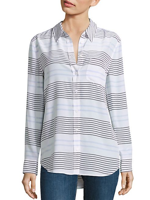 Equipment - Daddy Striped Long Silk Blouse