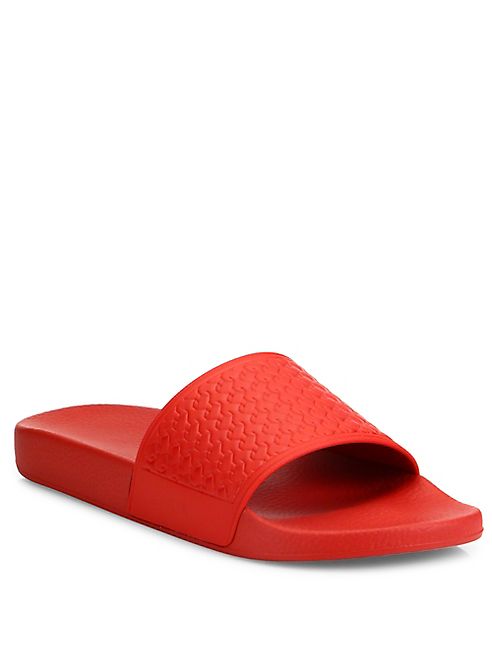 Saks Fifth Avenue Collection - Basket Weave Embossed Strap Slides