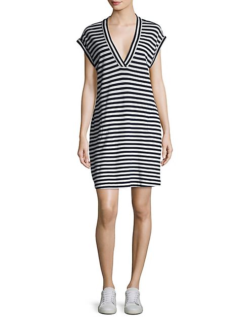 ATM Anthony Thomas Melillo - Striped Extended Shoulder Shift Dress