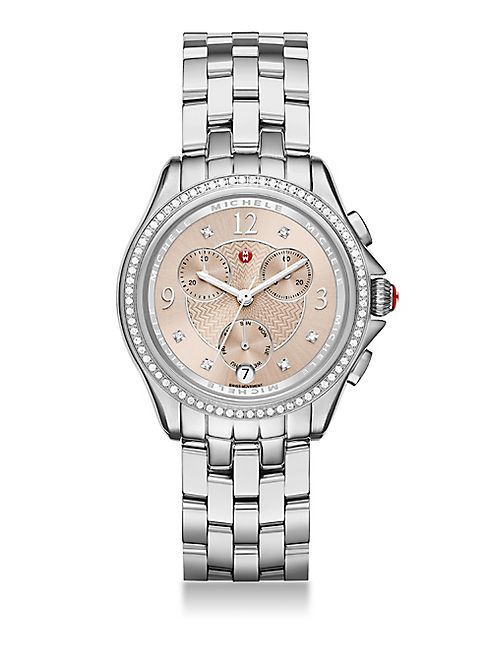 Michele Watches - Belmore Chrono Diamond & Stainless Steel Bracelet Watch