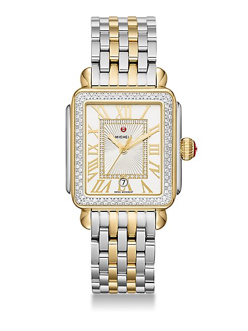 Michele Watches - Deco Madison Diamond & Two-Tone Stainless Steel Bracelet Watch