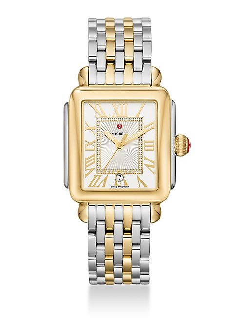 Michele Watches - Deco Madison Diamond & Two-Tone Stainless Steel Bracelet Watch