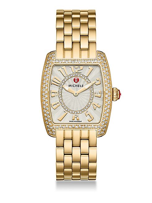 Michele Watches - Urban Mini Diamond & Goldtone Stainless Steel Bracelet Watch