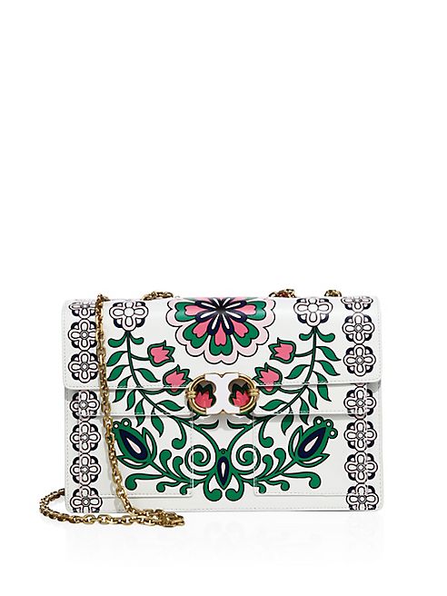 Tory Burch - Gemini Link Printed Leather Chain Shoulder Bag