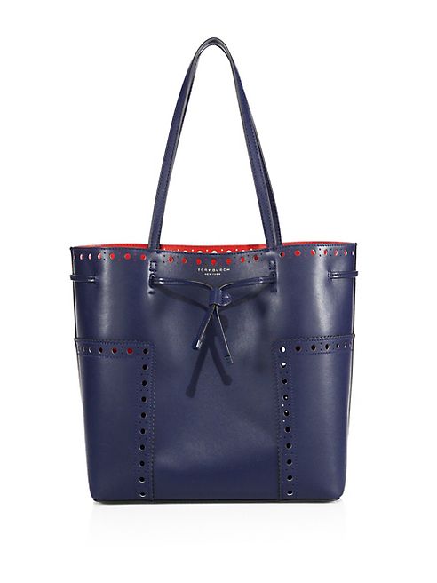 Tory Burch - Brogue Mini Drawstring Leather Tote