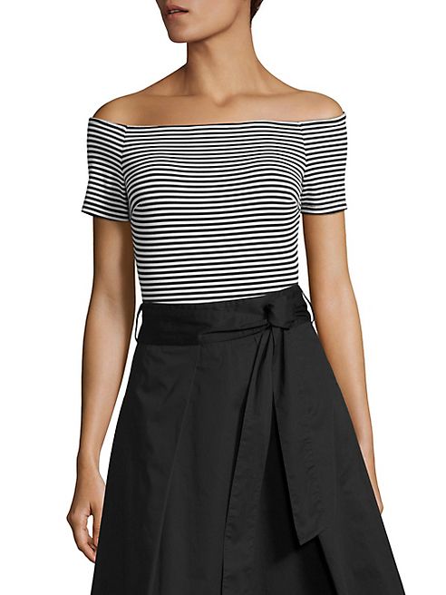 KENDALL + KYLIE - Striped Off-The-Shoulder Bodysuit