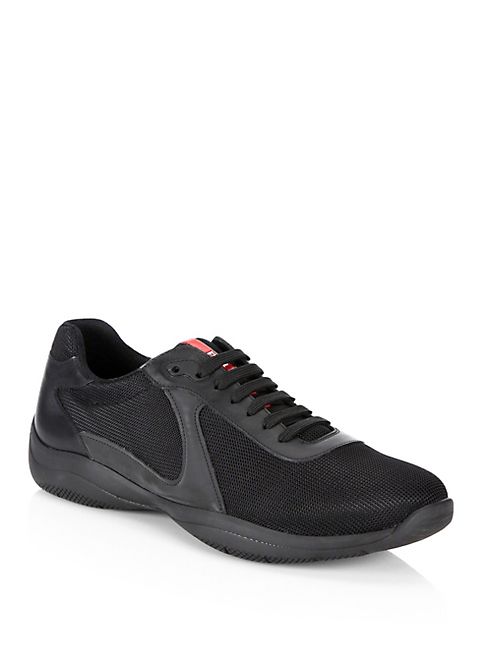 Prada - Punta Ala Leather & Mesh Low-Top Sneakers