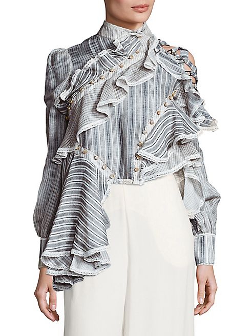 Zimmermann - Cavalier Antique Striped Silk & Lenin Shirt