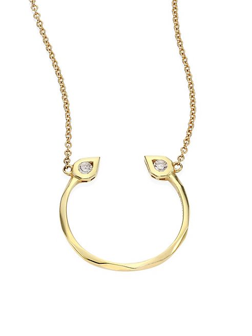 Ron Hami - Birds of Paradise Diamond & 18K Yellow Gold Horseshoe Pendant Necklace