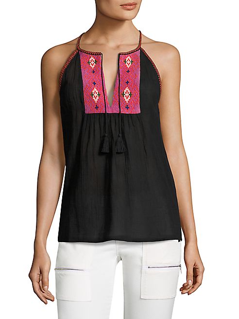 Joie - Clea Embroidered Cotton Gauze Tank Top