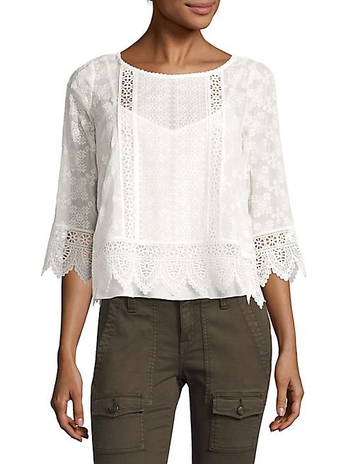 Joie - Hadlee Lace Silk Blouse